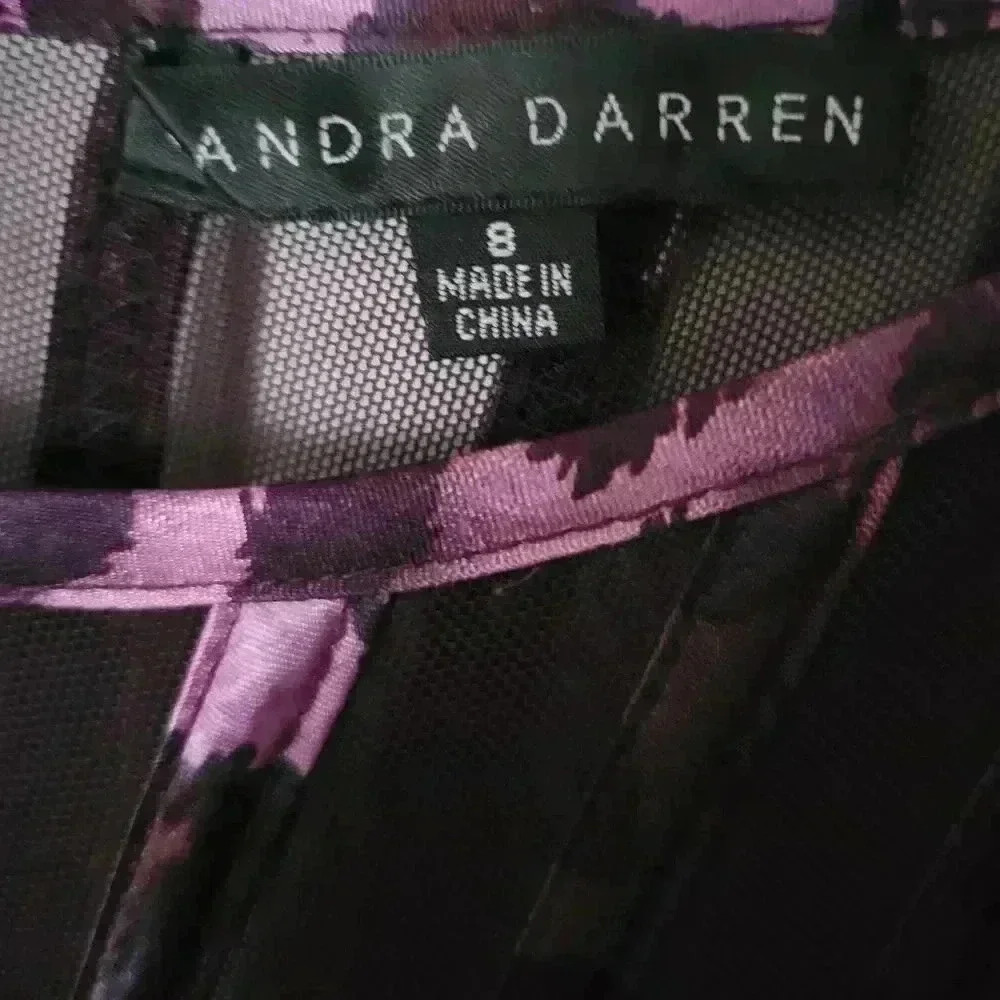 Knee Length Andra Darren Floral Mesh Dress Size 8 Ribbon Waist - Picture 5 of 6